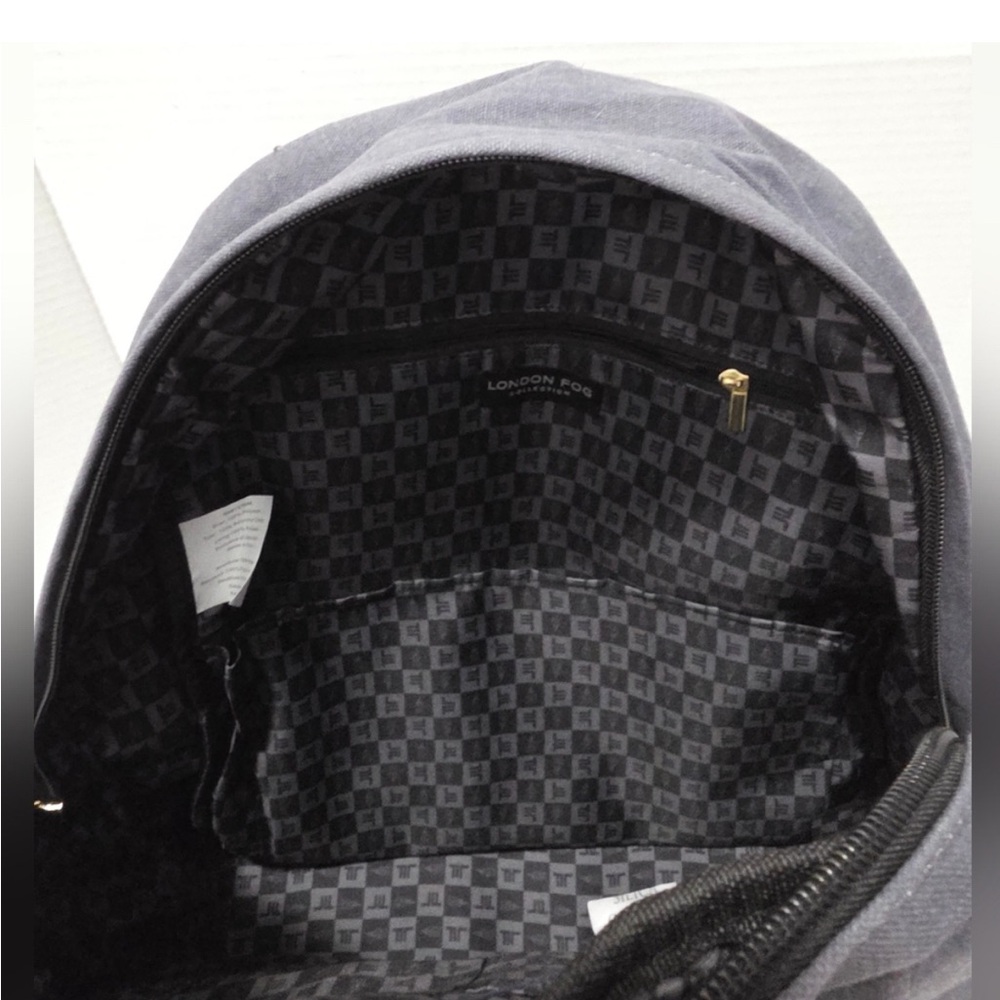 London Fog Gray Canvas Unisex Backpack NWT - Picture 4 of 4